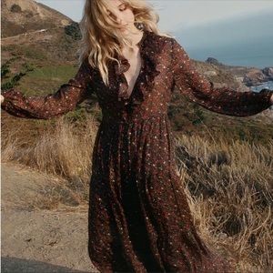 Doen Faye Silk Maxi Dress In Little Garden Print